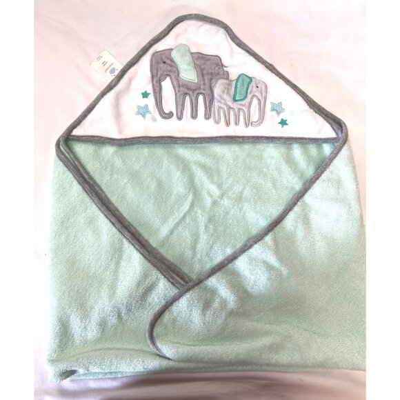 Baby Hooded Towel Elephants Embroidery By Cloud Island 100% Cotton Soft & Absorb - Picture 1 of 4